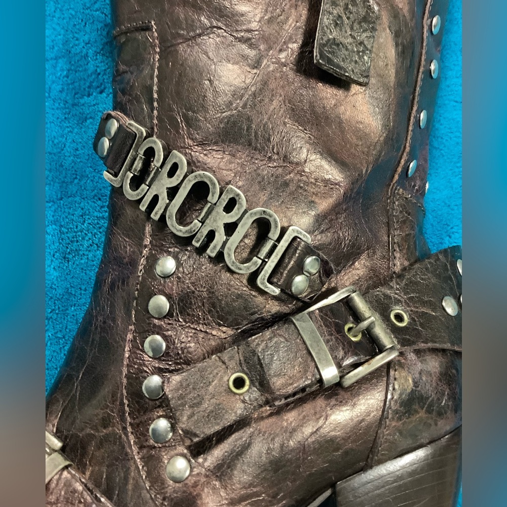 ORORO distressed leather studded buckle Boots - Picture 10 of 16